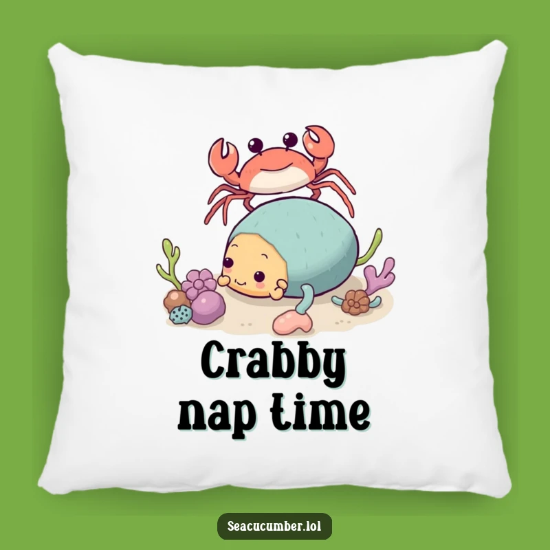 Funny Crab & Sea Cucumber Pillow - Cozy Ocean Friends Accent