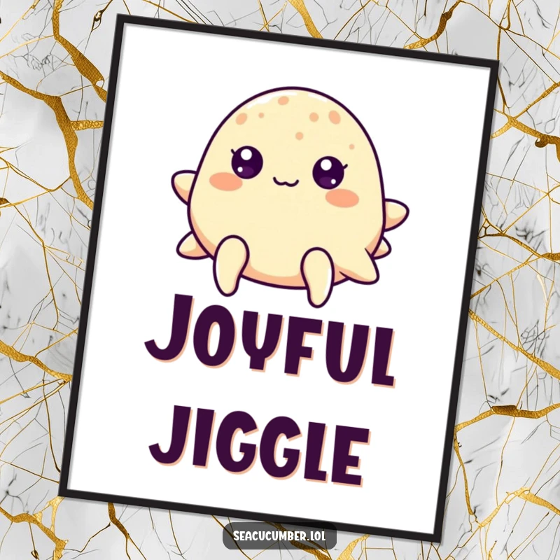 Funny sea cucumber with cheerful dot eyes gently bouncing, a happy and downloadable ocean-themed art.