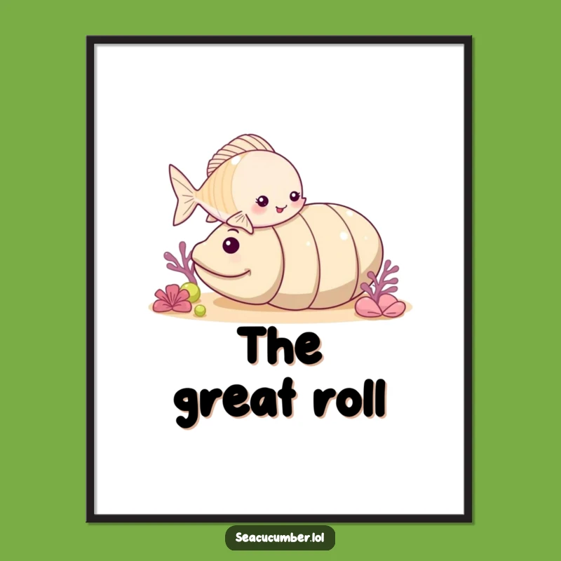 Funny Fish Nudges Sea Cucumber Digital Art, Playful Ocean Printable, Instant Funny Gift