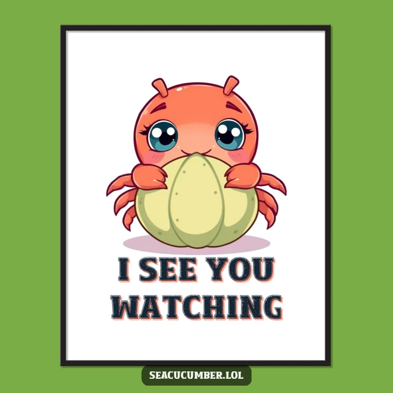 Funny Curious Crab Poster: Whimsical Ocean Art for a Humorous Wall Gift