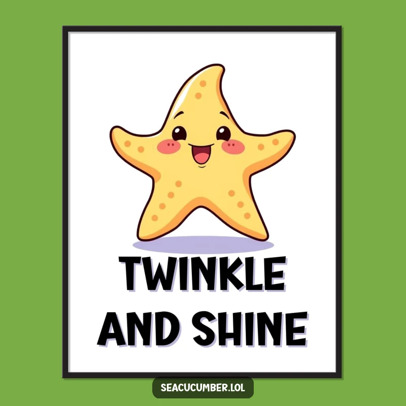 Funny Starfish Spin Poster: Excited Ocean Art, Perfect Wall Decor Gift