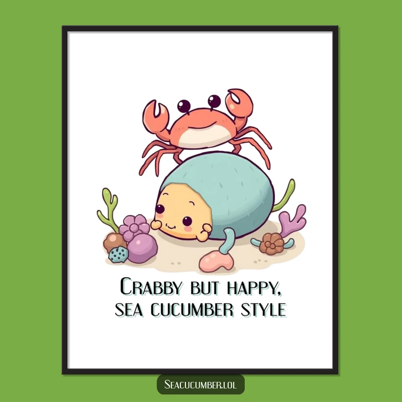 Free Printable Crab Sea Cucumber Art: Funny Duo Downloadable Decor Gift