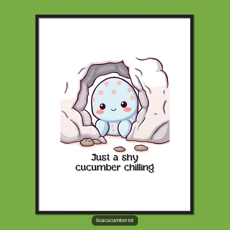 Free Printable Funny Wall Art: Shy Sea Cucumber Peeking, Cute Downloadable Decor Gift