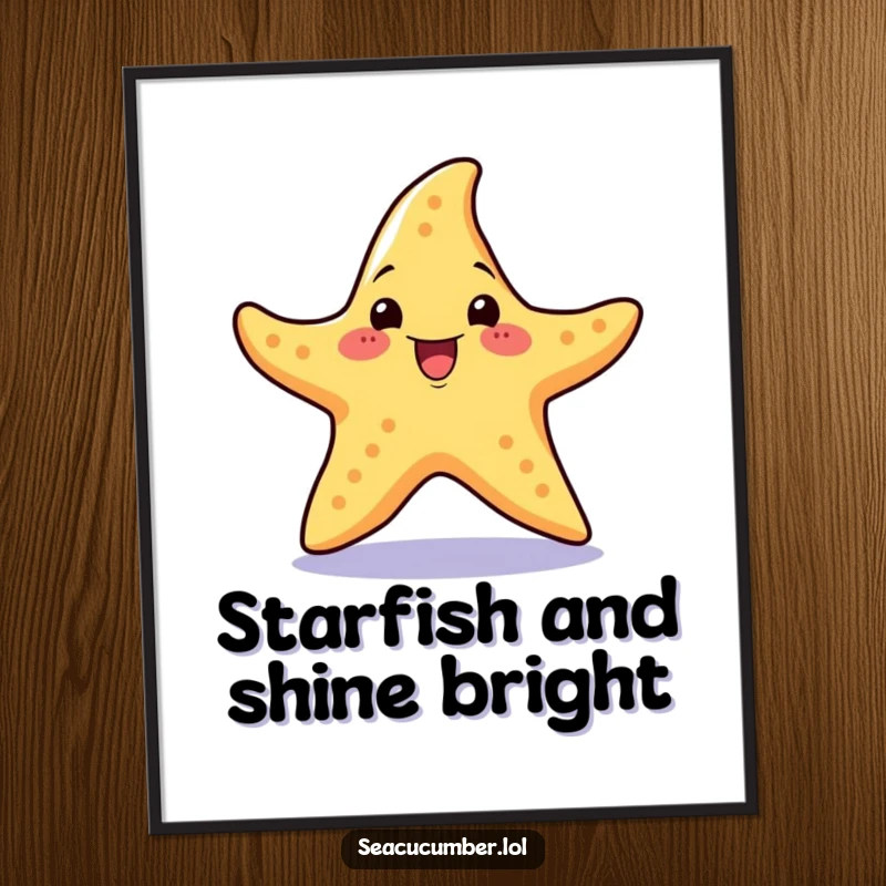 Funny Free Printable Wall Art: An excited starfish performing a cheerful spin, a vibrant and fun piece of downloadable art for any room.