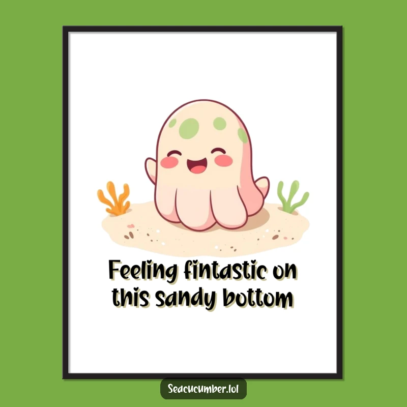 Funny Free Printable Sea Cucumber Wall Art: Bouncing Ocean Fun Downloadable Decor