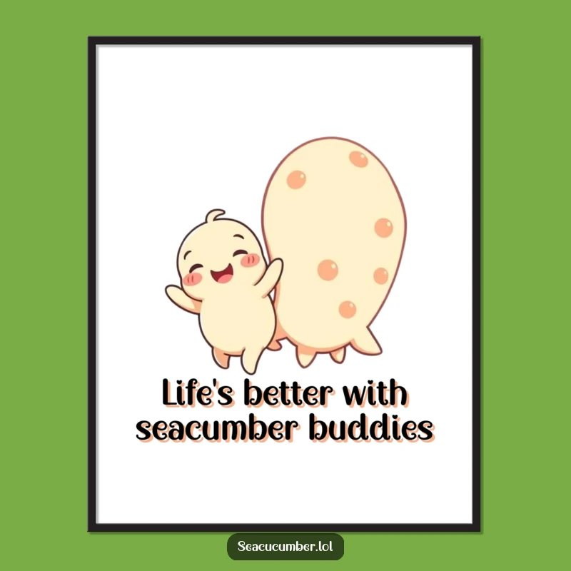 Funny Free Printable Sea Cucumber Wall Art: Happy Wiggles Downloadable Decor