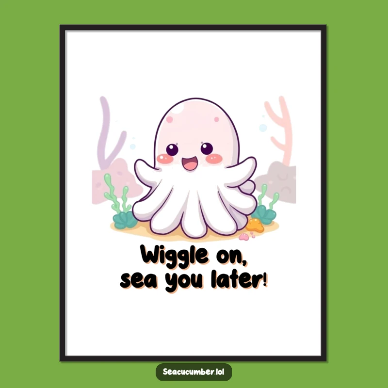 Funny Free Printable Wall Art: Wiggling Sea Cucumber - Downloadable Ocean Decor
