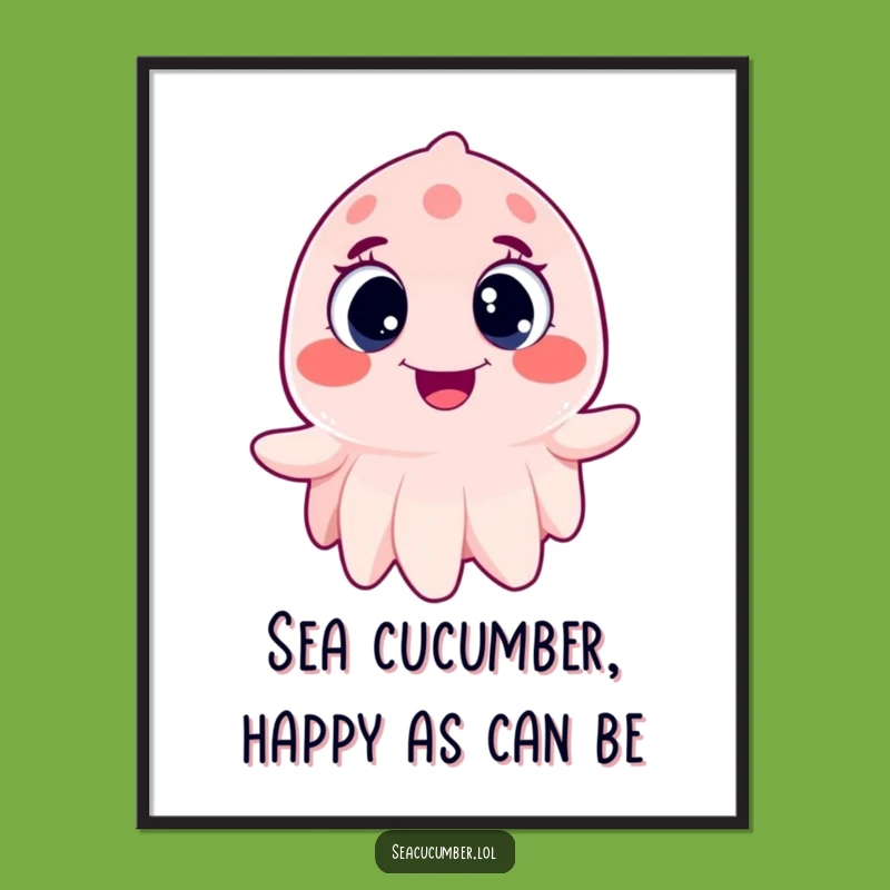 Free Printable Happy Sea Cucumber Art: Funny Wiggle Downloadable Decor Gift