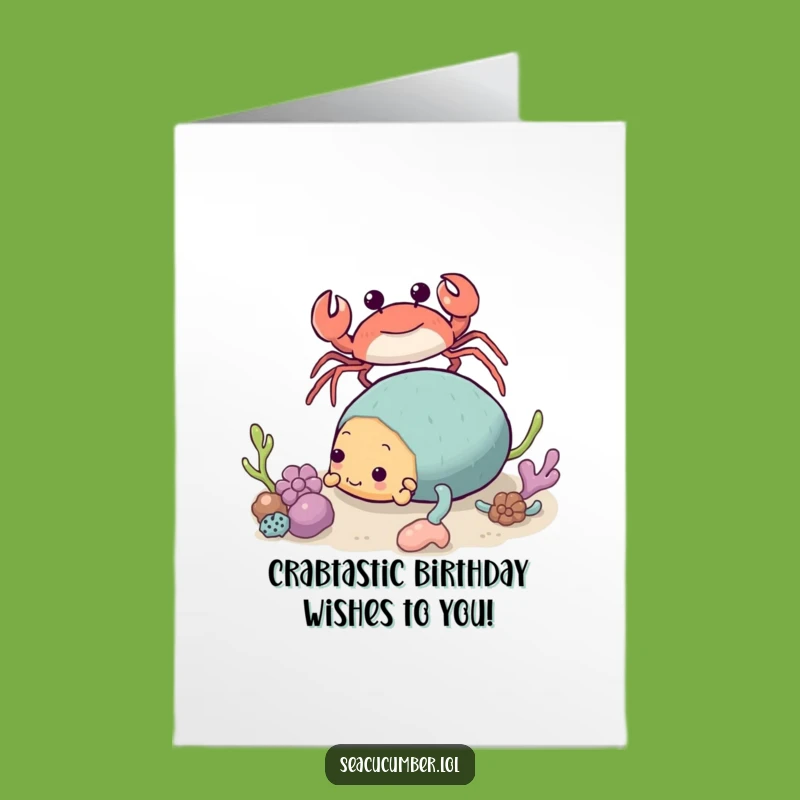 Free Printable Crab Sea Cucumber Birthday Card: Funny Duo Downloadable Gift