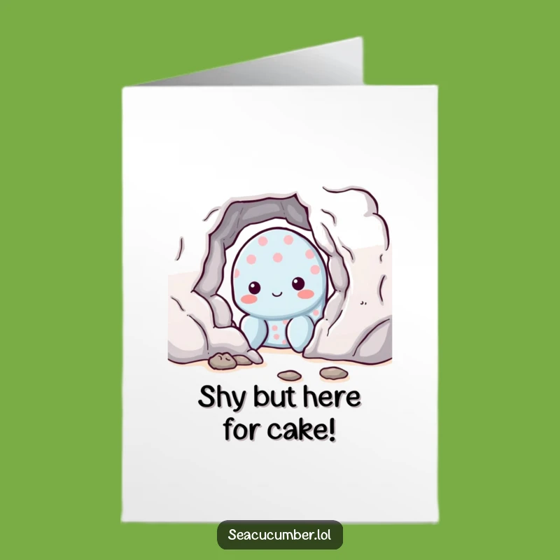 Free Printable Funny Birthday Card: Shy Sea Cucumber Peeking, Downloadable & DIY Gift