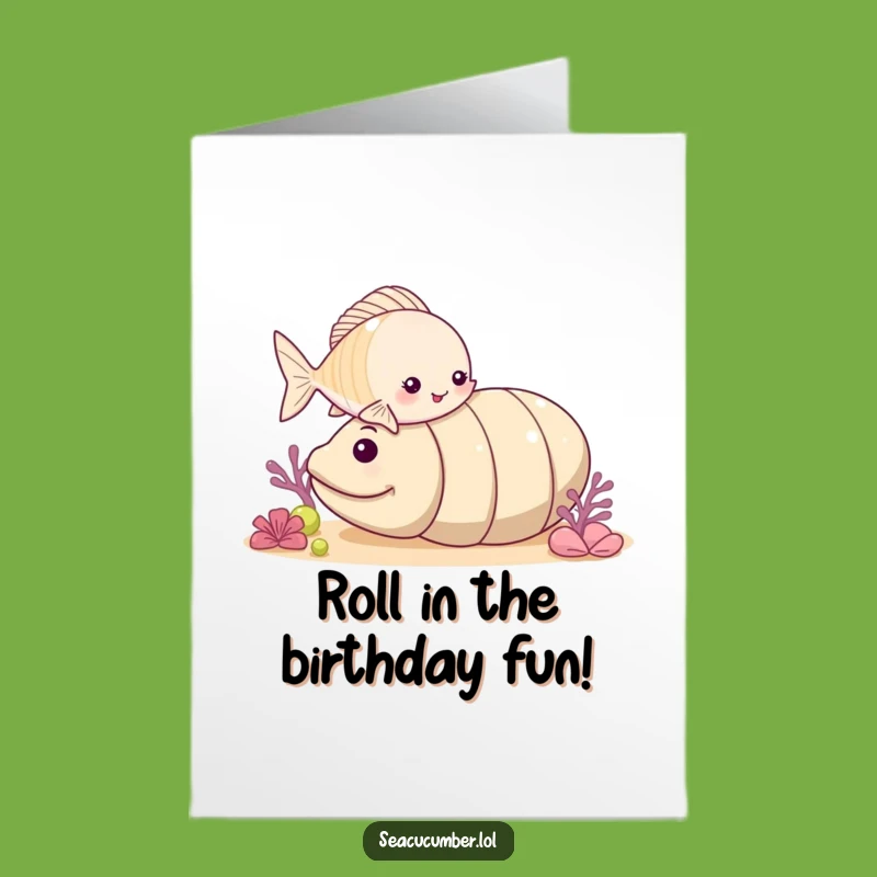 Free Printable Funny Birthday Card: Fish Nudging Sea Cucumber, Downloadable & Fun Gift