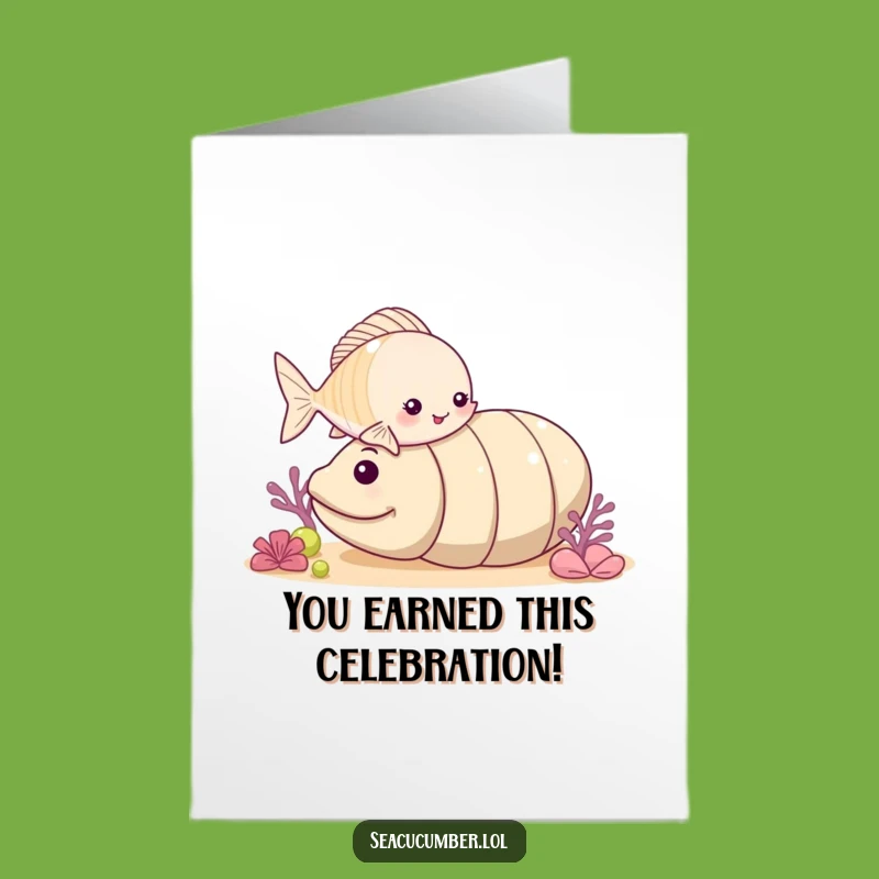 Free Printable Congrats Card: Playful Fish & Sea Cucumber, Downloadable Celebration Gift