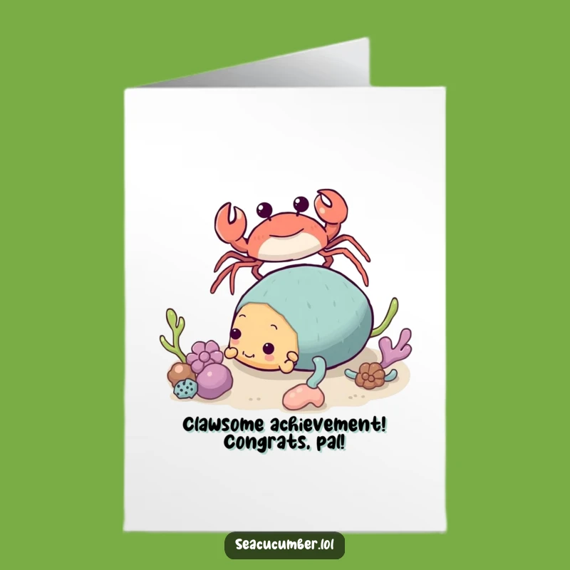 Free Printable Crab Sea Cucumber Congrats Card: Funny Duo Downloadable Gift