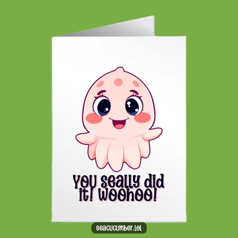 Free Printable Joyful Sea Cucumber Congrats Card: Wiggle Downloadable Gift