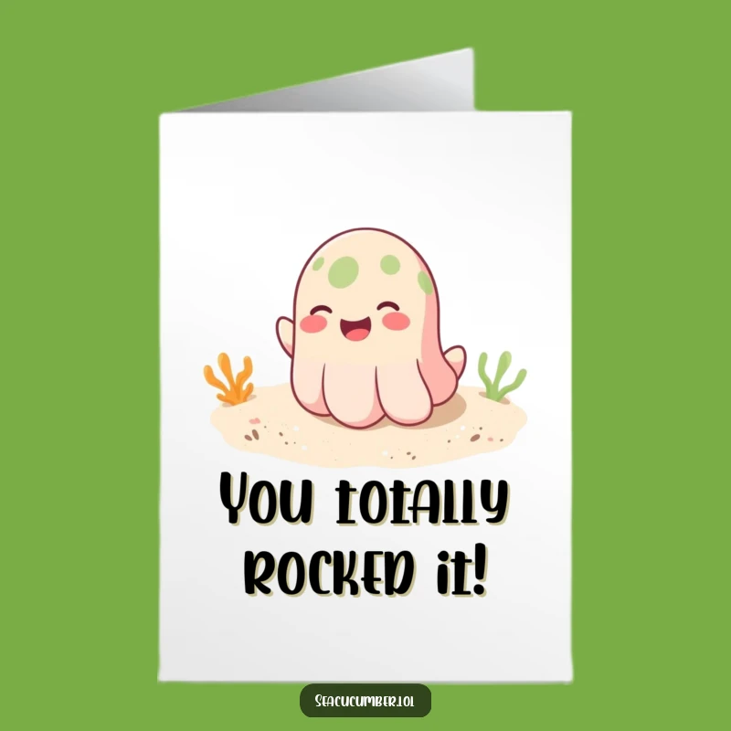 Free Printable Sea Cucumber Congrats Card: Bouncing Celebration Downloadable