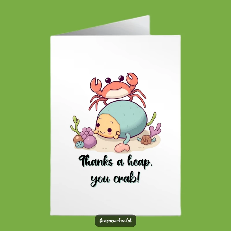 Free Printable Crab Sea Cucumber Thank You Card: Funny Duo Downloadable Gift