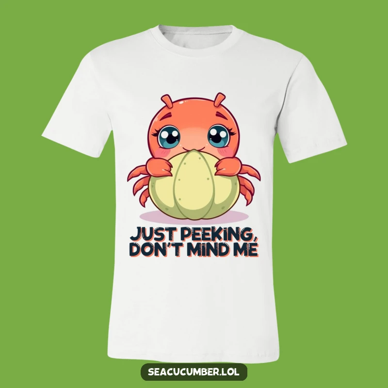Funny Curious Crab T-Shirt: Witty Ocean Creature Peeking Design for a Great Gift