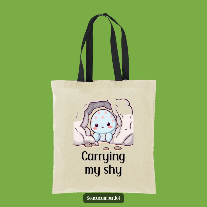 Funny Shy Sea Cucumber Tote Bag, Eco-Friendly Ocean Bag, Adorable Funny Gift